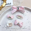 Pink Bow Pet Hair Clip with Rhinestone & Pearl Accents
