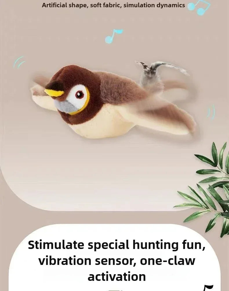 Rechargeable Chirping Bird Cat Toy with Catnip