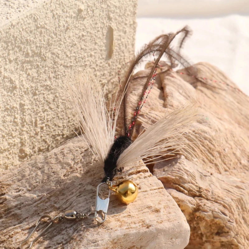 2-Pack Interactive Cat Teaser Wand with Feather Tassel