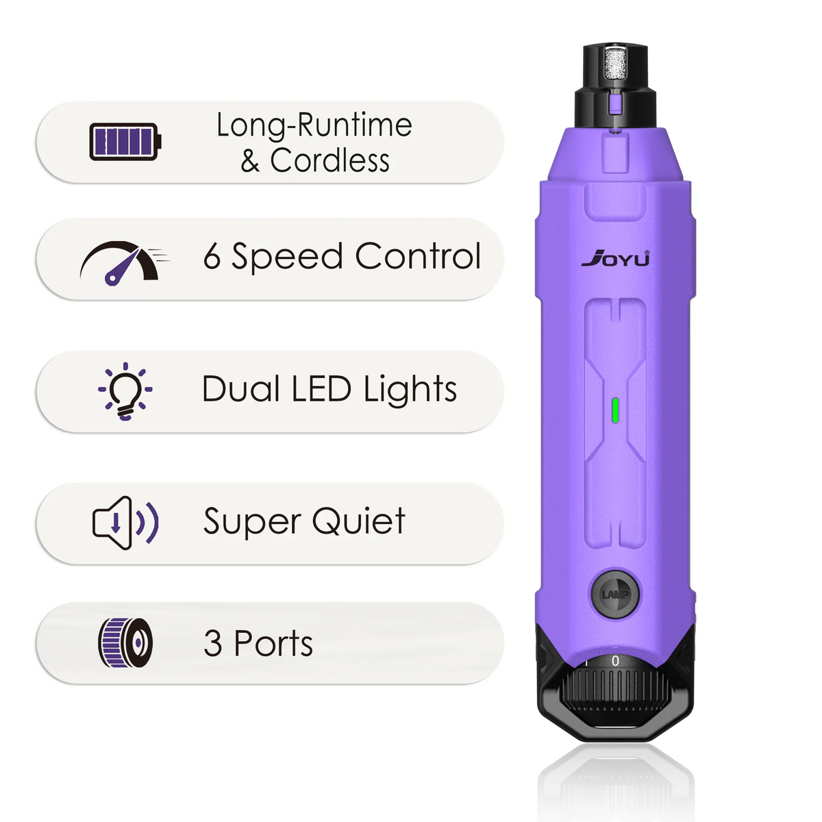 Rechargeable 6-Speed Dog Nail Grinder – Quiet & Painless Paw Care