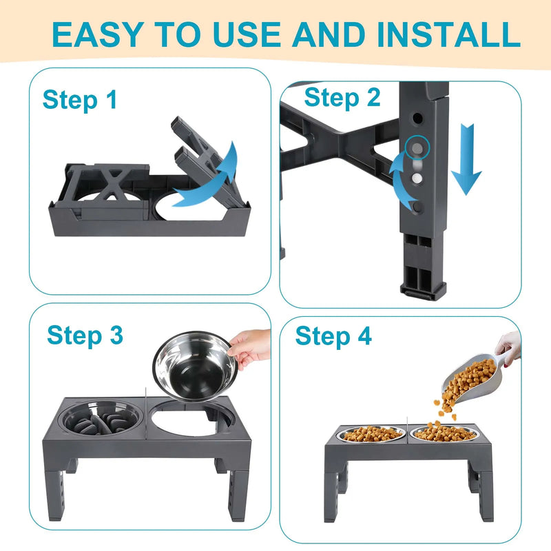 Adjustable Elevated Dog Bowl Stand