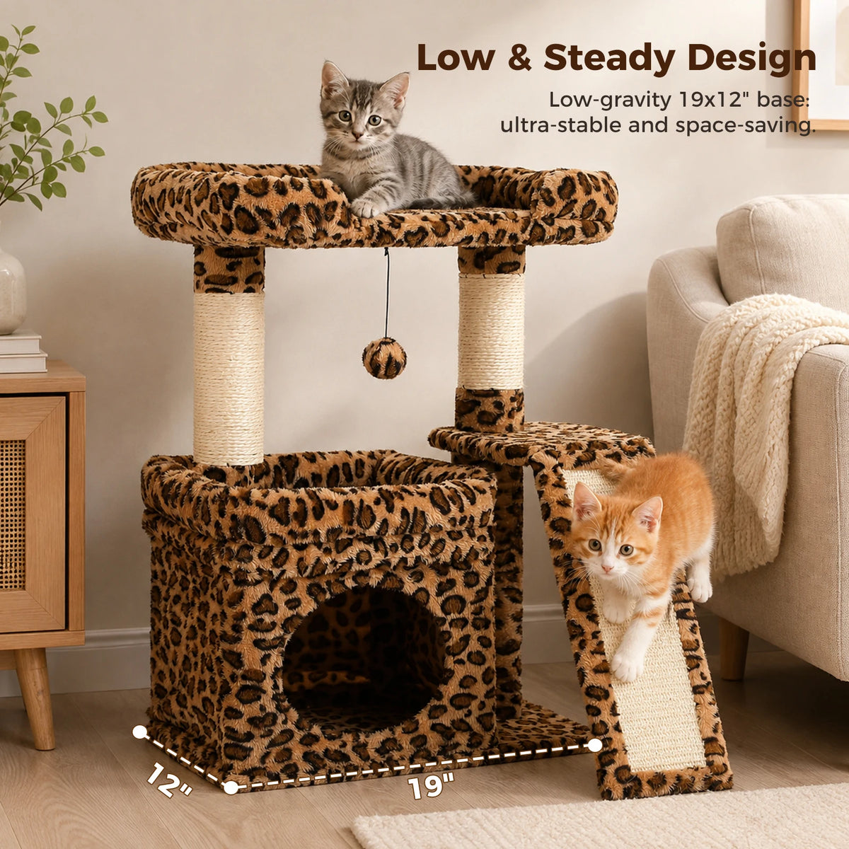 Compact Cat Tree Tower with Sisal Scratching Posts and Cozy Perches