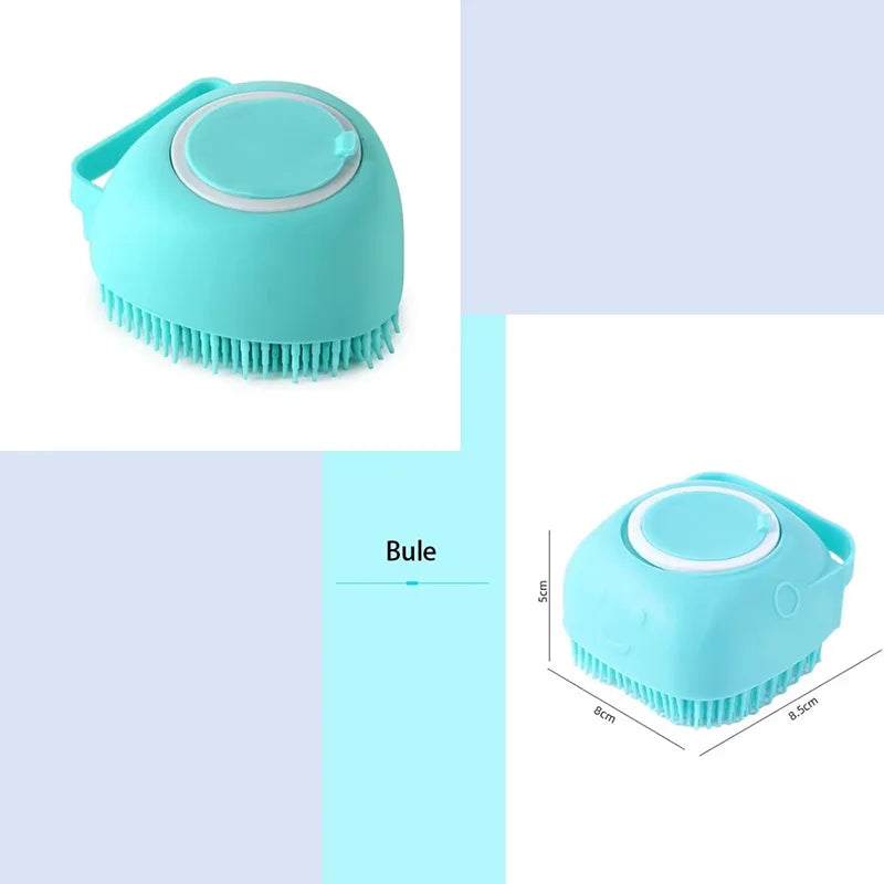 Silicone Pet Bath Massage Brush with Foam Dispenser