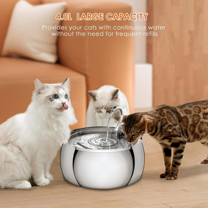 4L Stainless Steel Pet Water Fountain