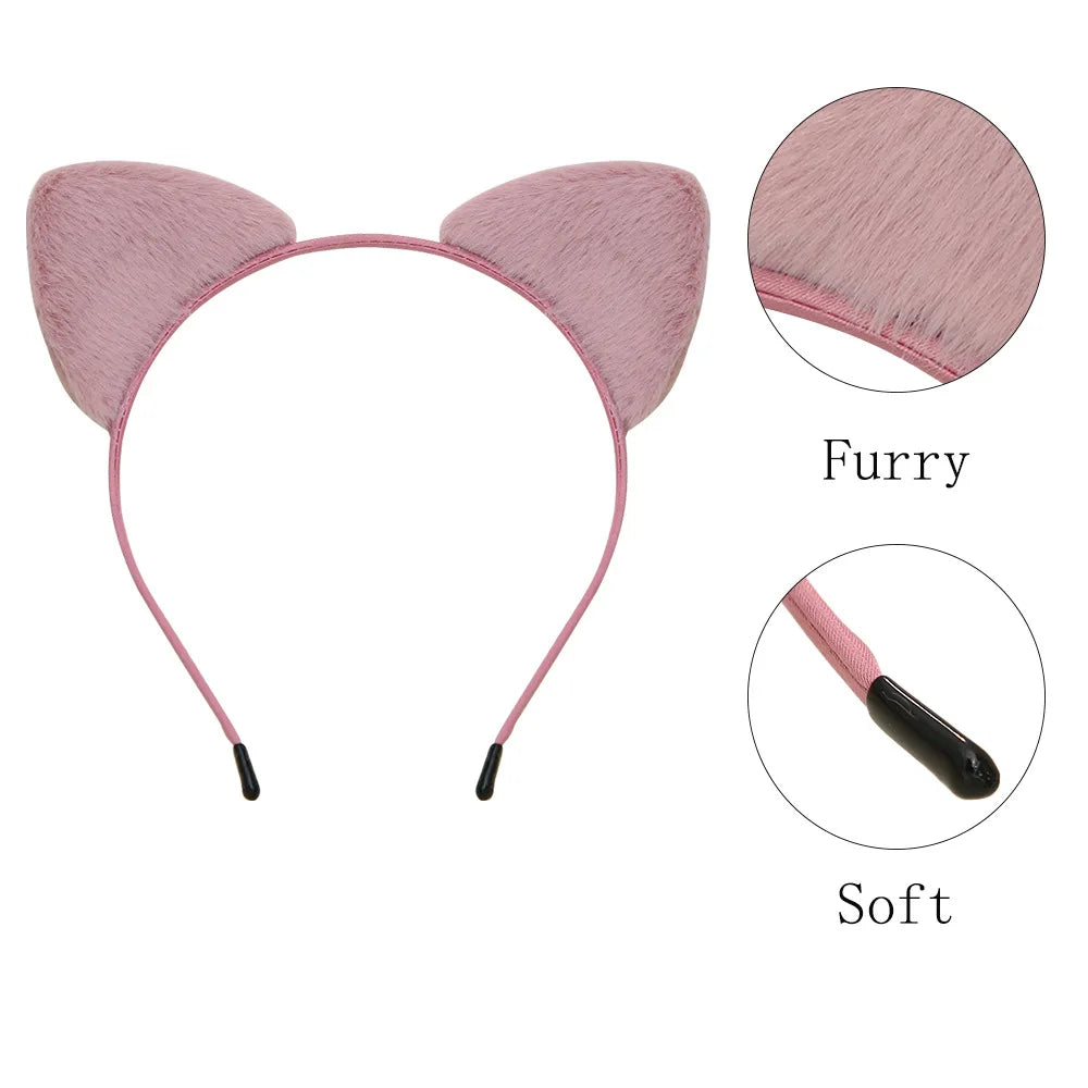Furry Cat Ears Headband for Cosplay and Parties