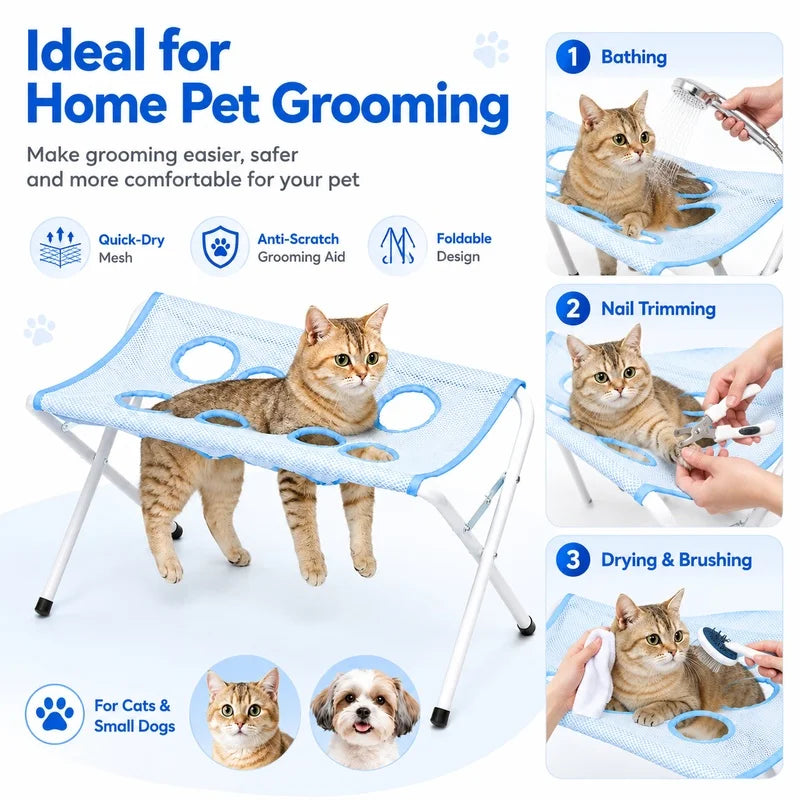 Pet Grooming Hammock with Stand – Anti-Bite Restraint for Dogs & Cats