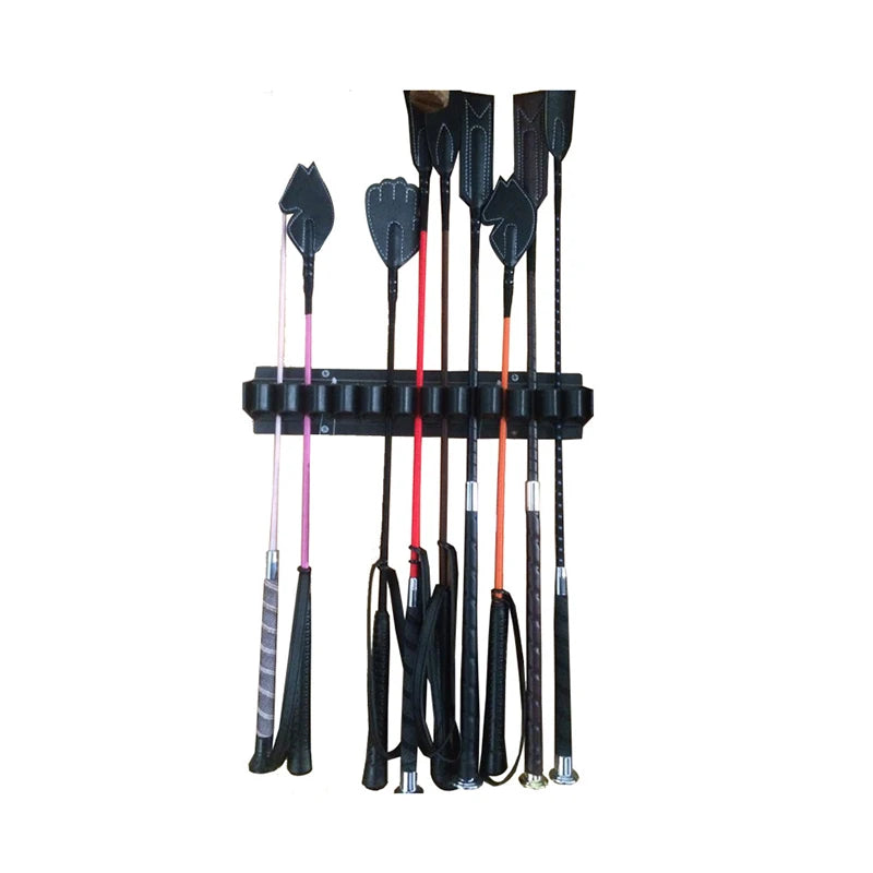 حامل رف الحائط لمسكات الخيول - يستوعب 12 سوطاً