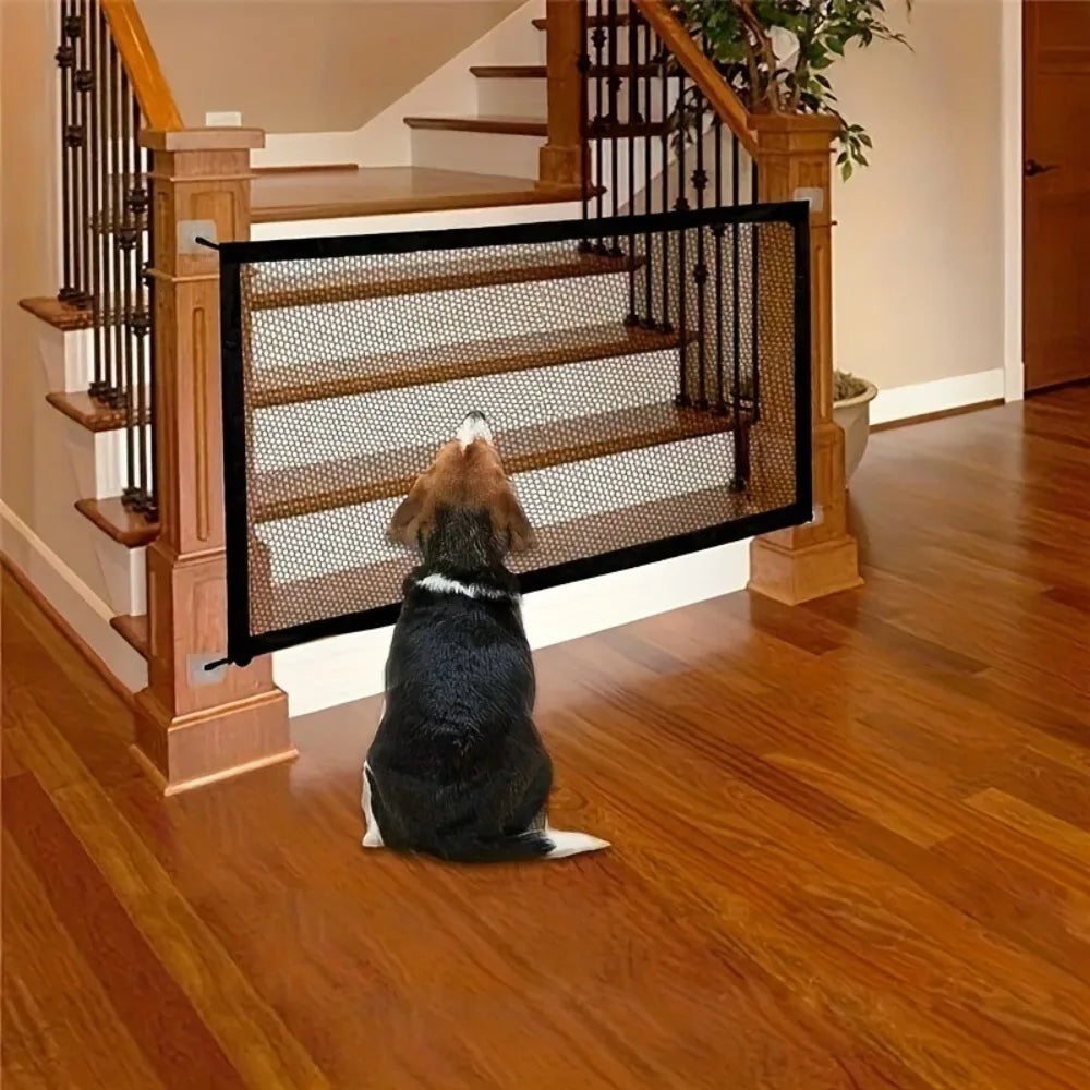 Foldable Mesh Pet Gate with Hooks for Doorways and Stairs