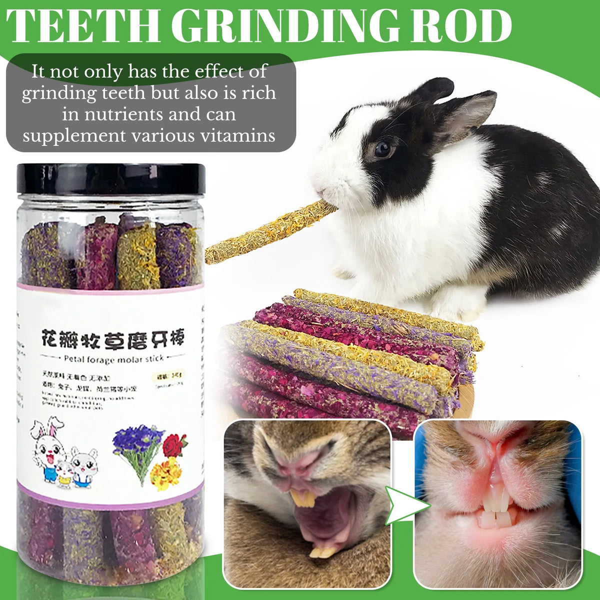 Natural Petal Grass Chew Sticks for Rabbits & Small Animals