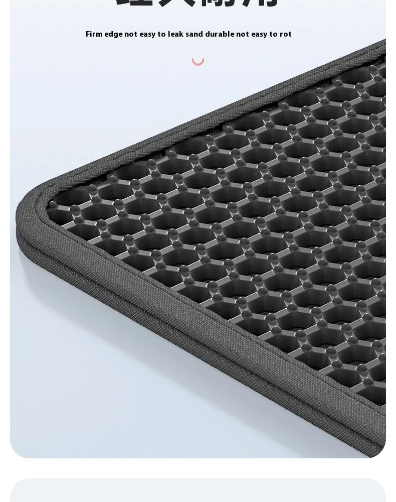 Double-Layer Waterproof Cat Litter Mat with Non-Slip Base
