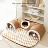 Winter Plush Cat Bed with Reindeer Tunnel