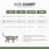 Size chart for a professional cat recovery suit showing measurements for sizes S, M, and L.