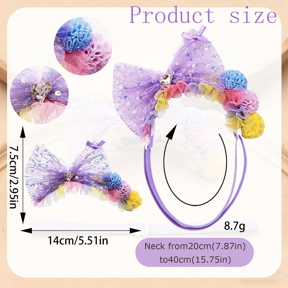 Handmade Pet Hair Bows – Adjustable Multi-Style Cloth Bows for Dogs and Cats