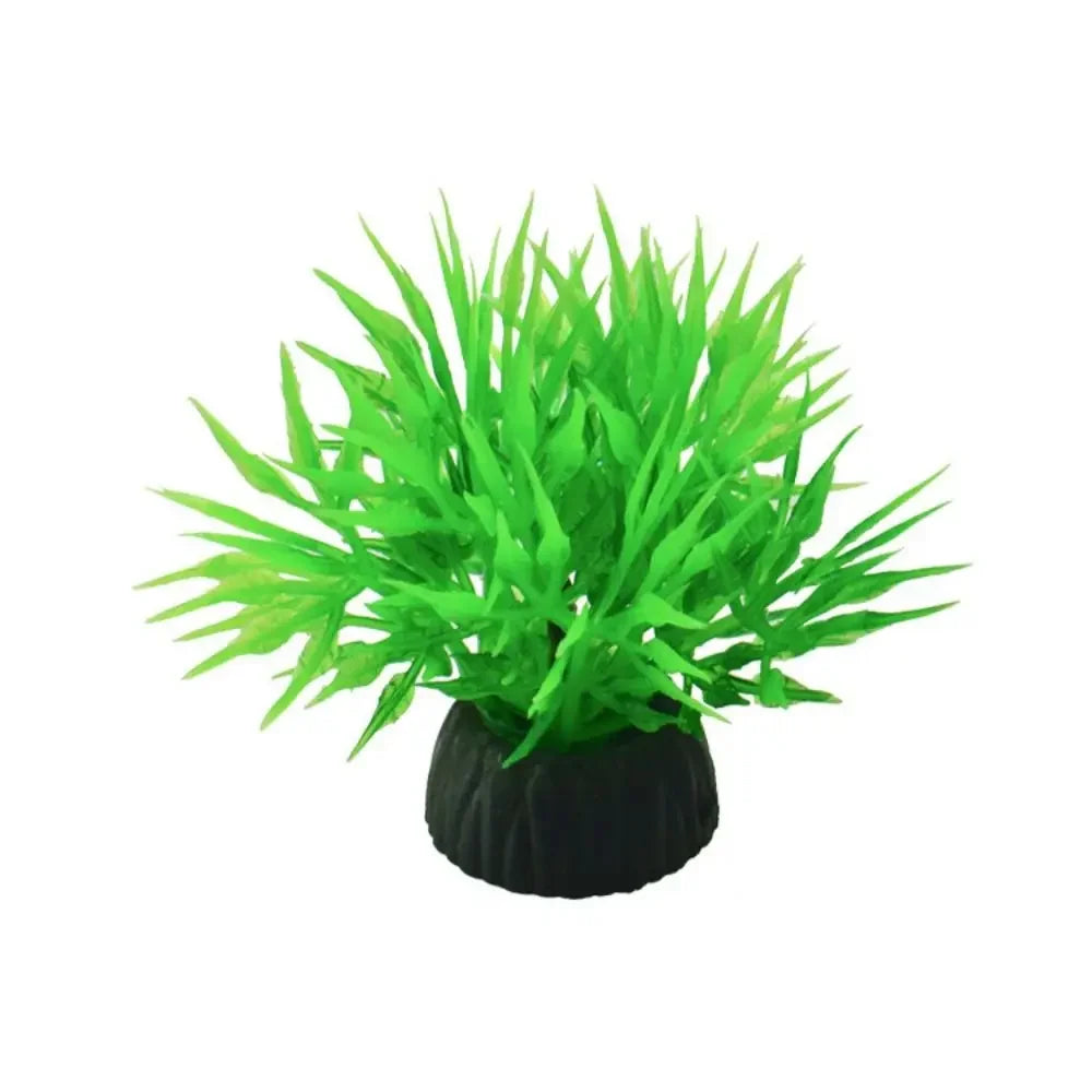 Decoración de planta artificial verde vibrante para acuarios.