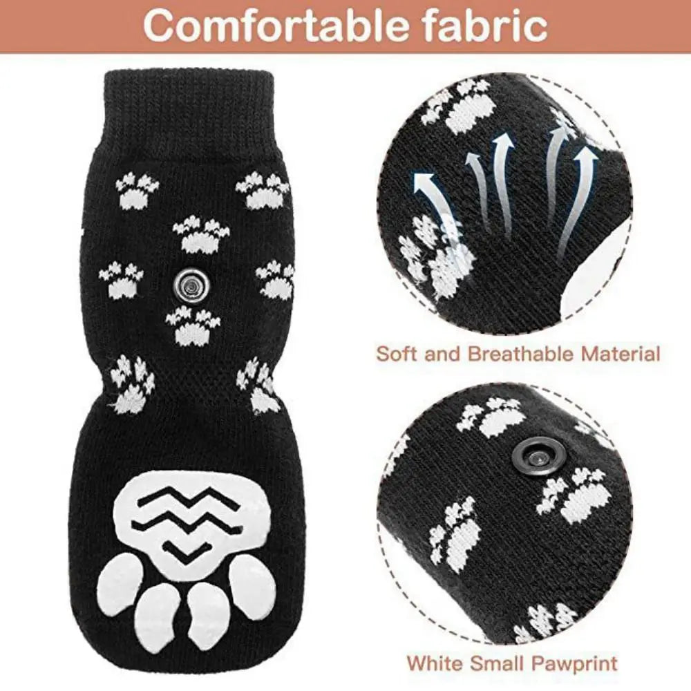 Breathable Anti-Slip Dog Socks with Paw Print Design (4-Pack)