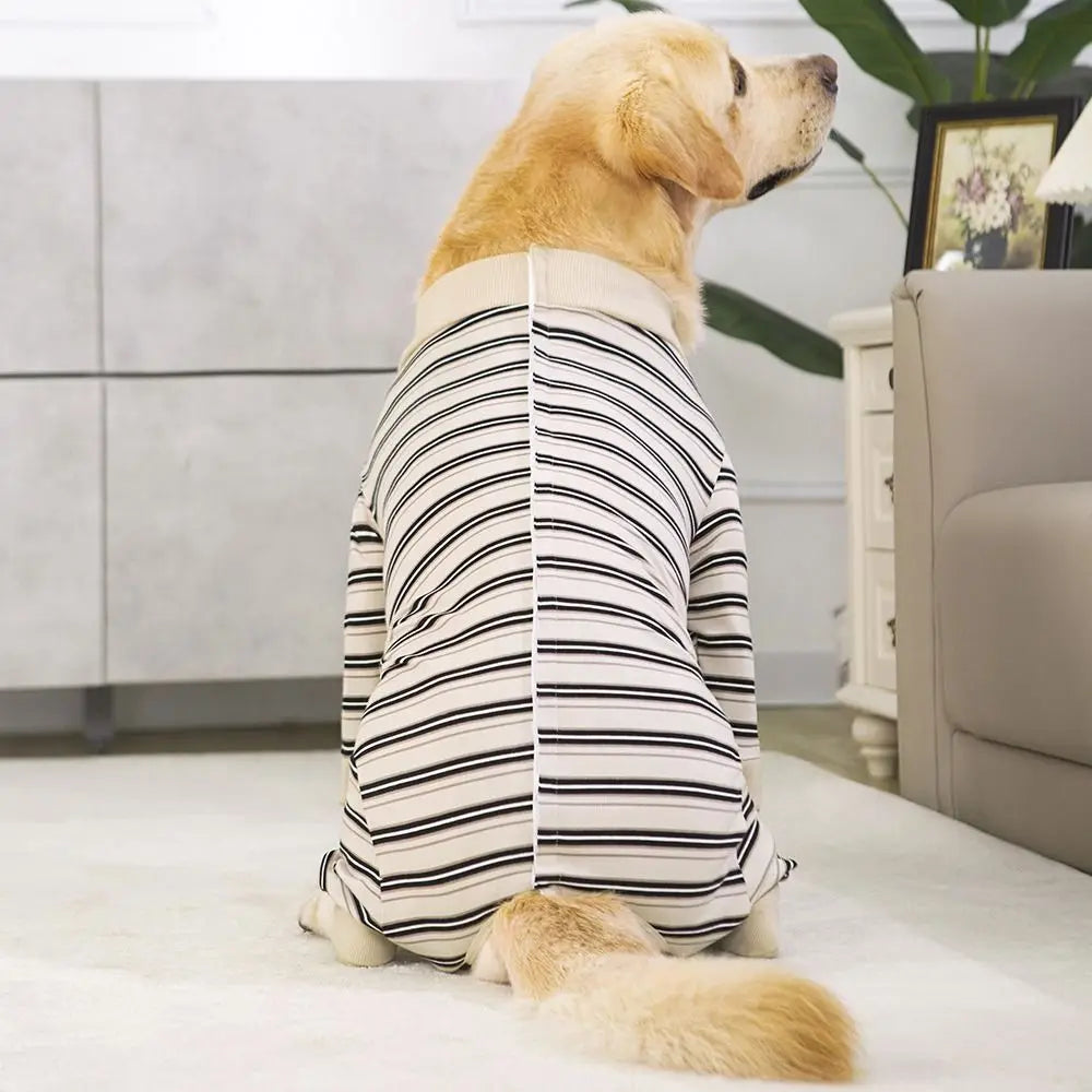 Striped Four-Leg Dog Pajama Jumpsuit