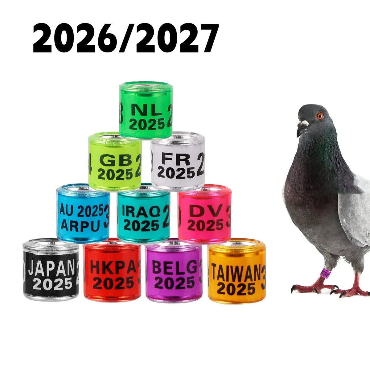 Pigeon Racing Identification Rings – 100-Pack Durable Aluminum & Plastic Foot Bands