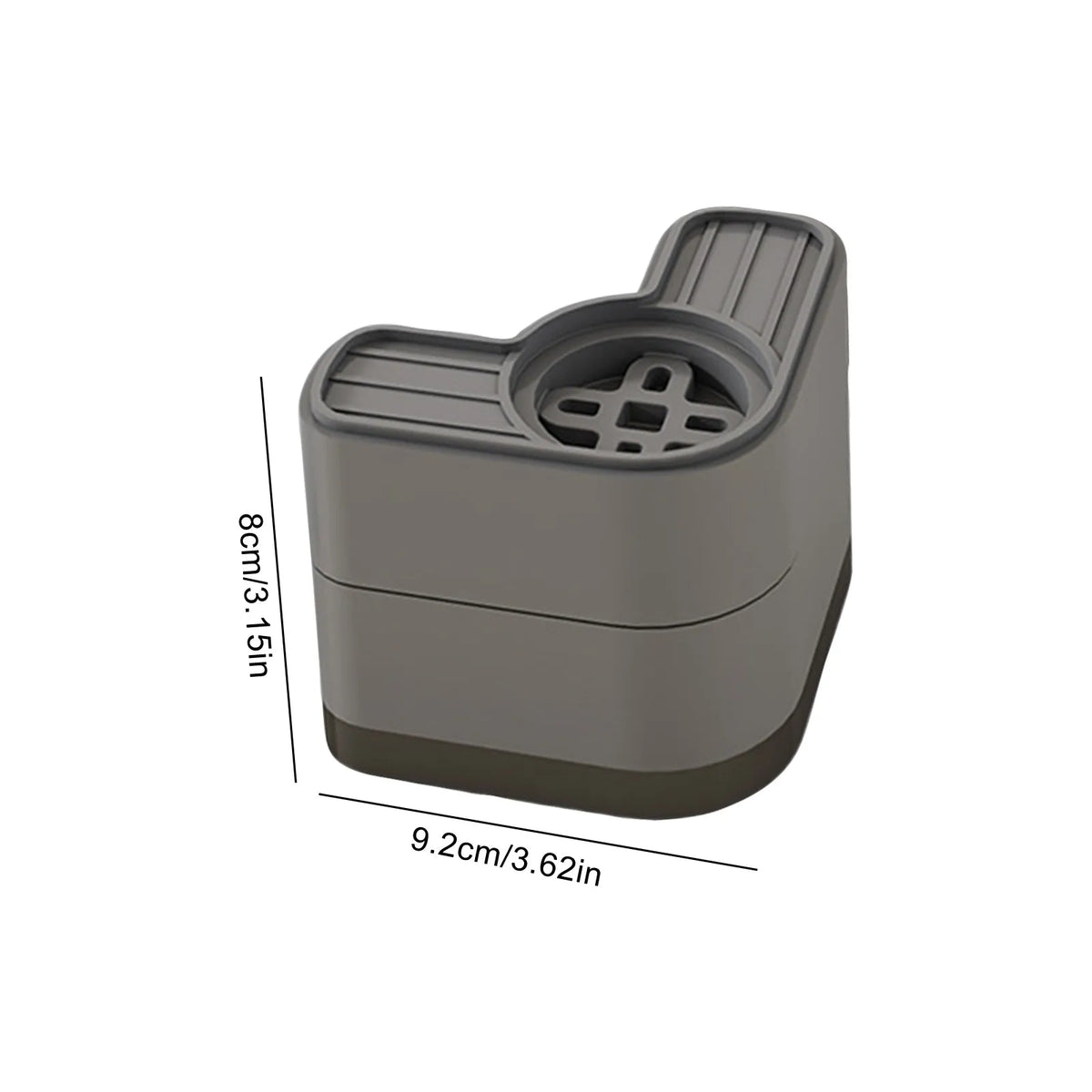 A gray anti-slip washing machine vibration pad with a slotted design, shown from the side.