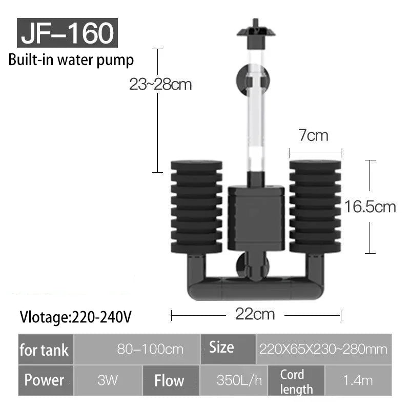Filtre Submersible 3-en-1 Silencieux pour Aquarium