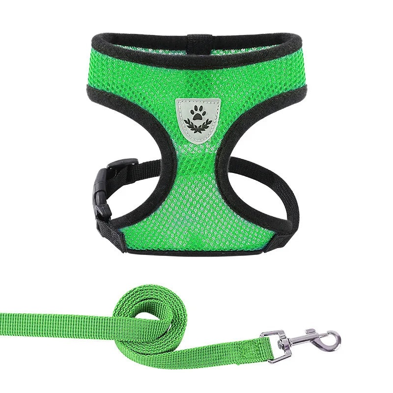 Adjustable Breathable Mesh Dog & Cat Harness with Leash