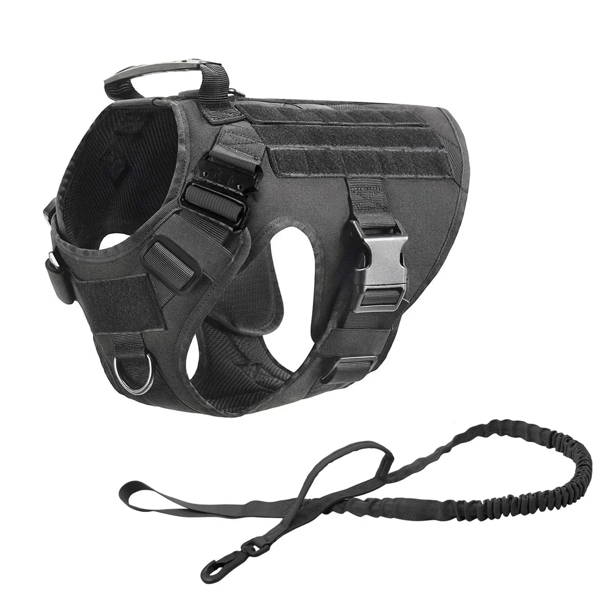 Tactical Dog Harness with MOLLE Pouches and Collar Set
