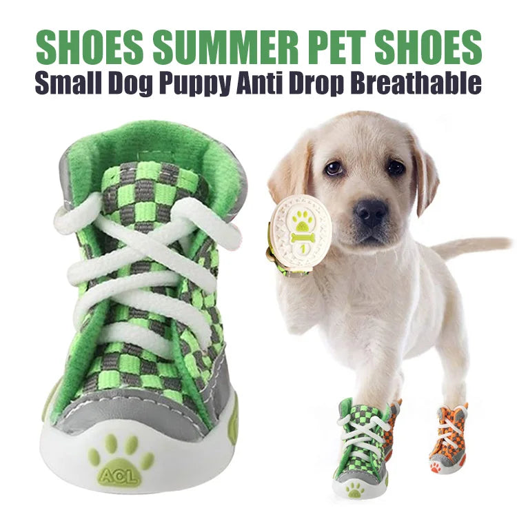 Corduroy Anti-Drop Breathable Dog Shoes for Small Puppies (Set of 4)