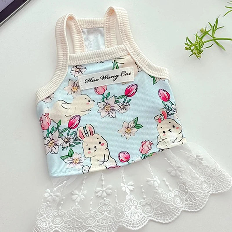 Vestido Floral de Encaje para Mascotas