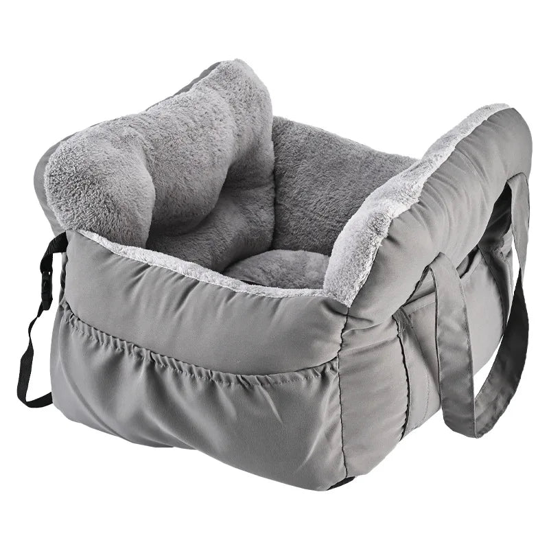 Dog Car Seat with Safety Belt – Non-Slip, Washable Travel Bed for Small Dogs