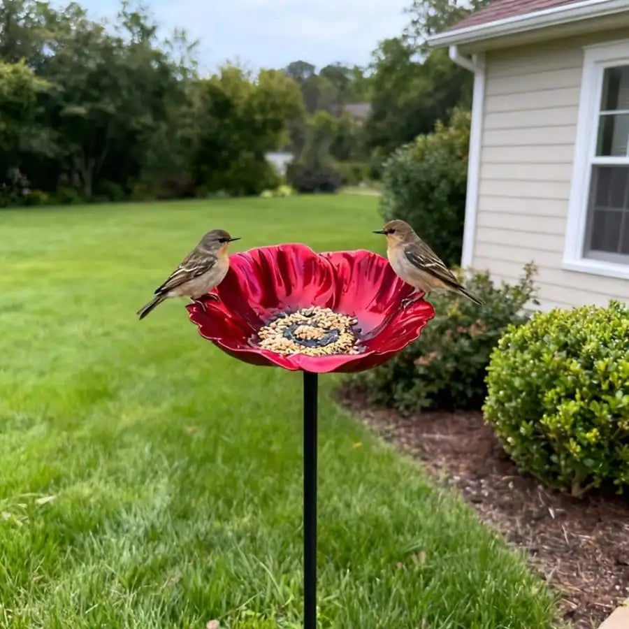 Branch-Style Metal Bird Feeder with Detachable Flower Tray