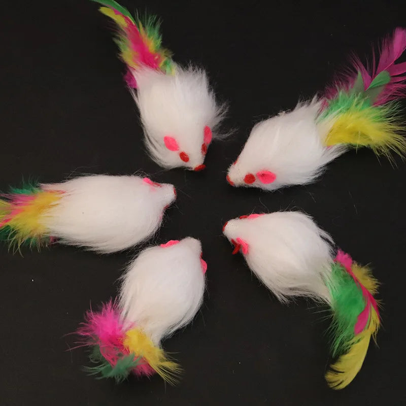Interactive Plush Cat Toy with Feather Teaser