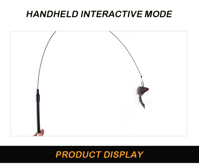 Interactive Feather Cat Teaser Wand with Suction Cup Base