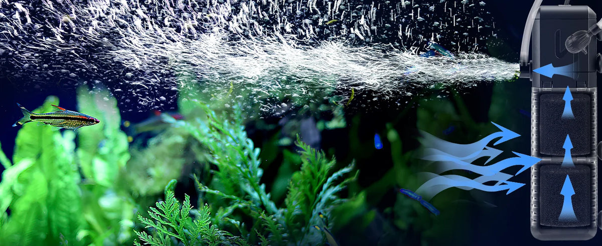 3-in-1 Silent Aquarium Filter with Wave Maker and Oxygenation