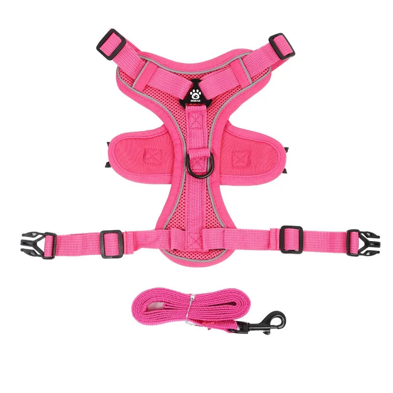 Adjustable No-Pull Dog Harness with Reflective Leash Set