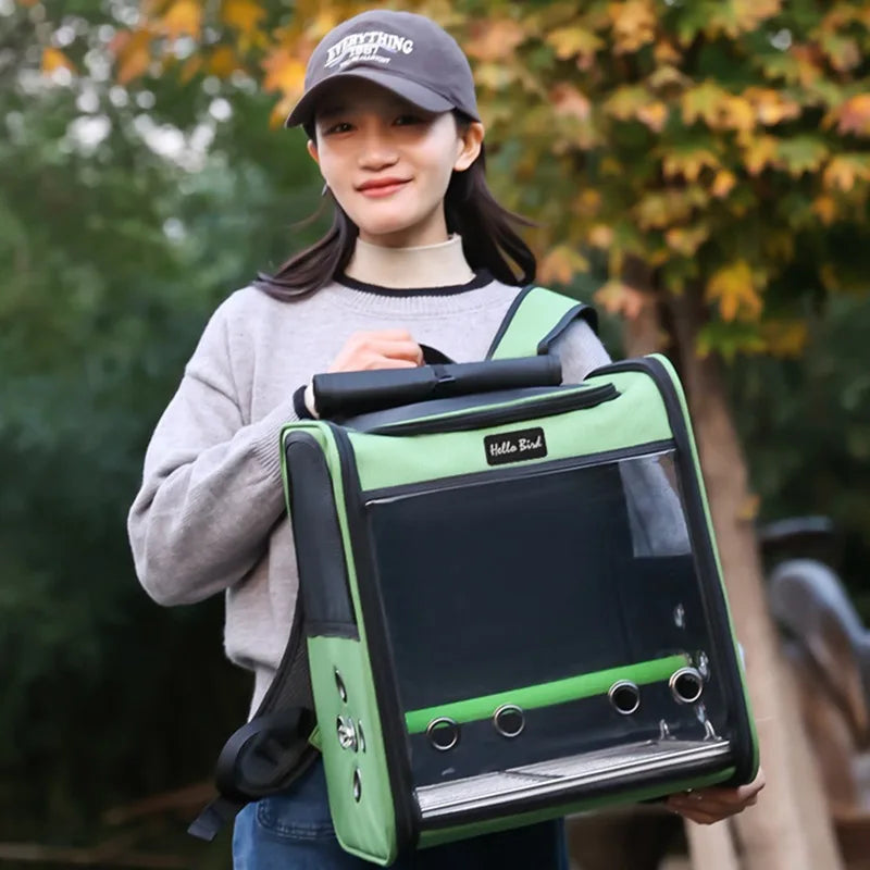 Breathable Bird Travel Backpack Carrier with Perch