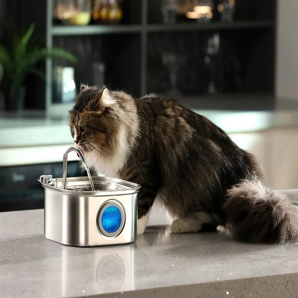 Stainless Steel Automatic Pet Water Fountain with Visual Window