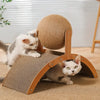 Balle à griffer 2-en-1 pour chat avec support en bois