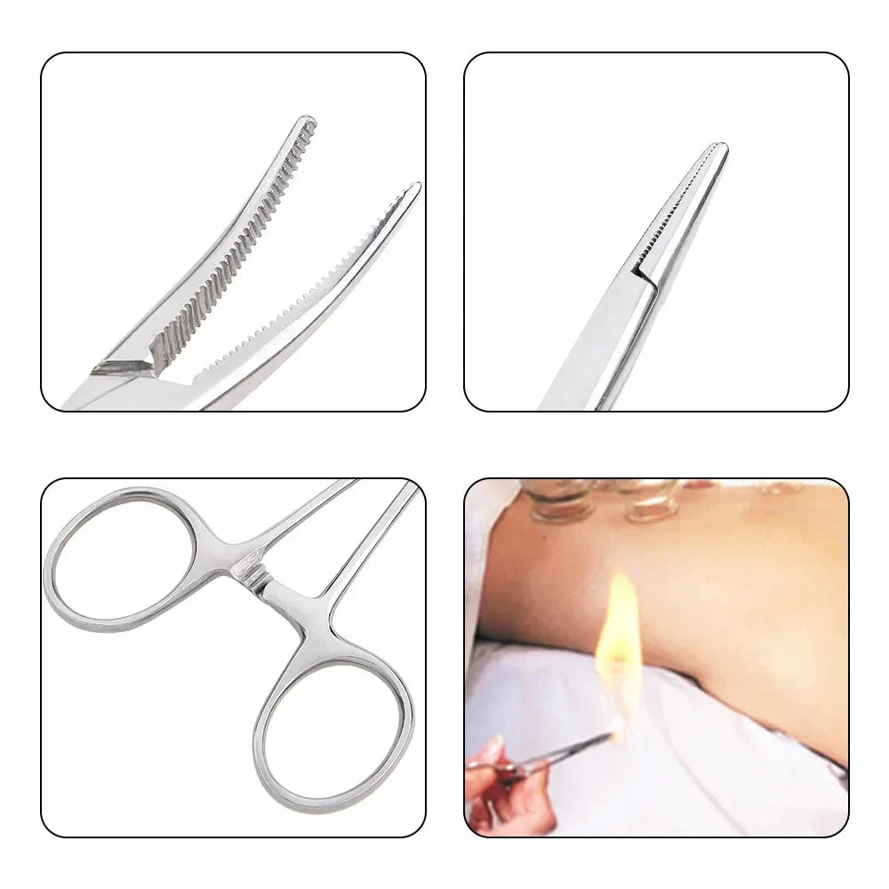 Stainless Steel Locking Hemostatic Forceps with Serrated Jaws