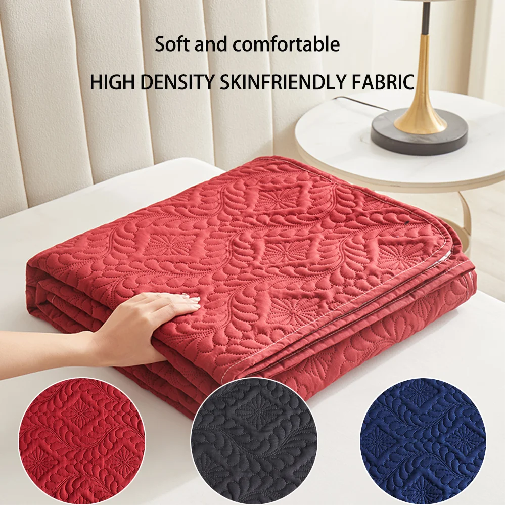 Red, black, and blue quilted fabric pet bed cover for dogs and cats