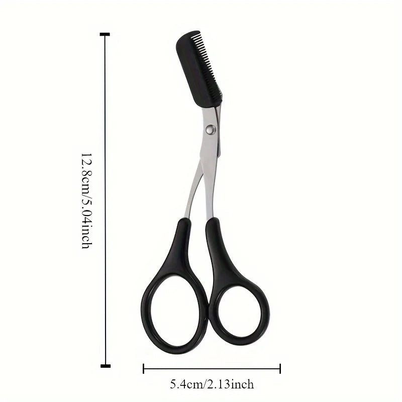 Edelstahl-Brow-Trim-Set mit Pinzette und Kamm.