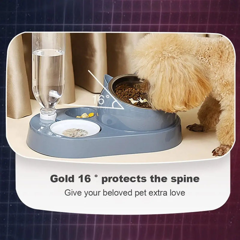 2-in-1 Pet Water Dispenser and Food Bowl