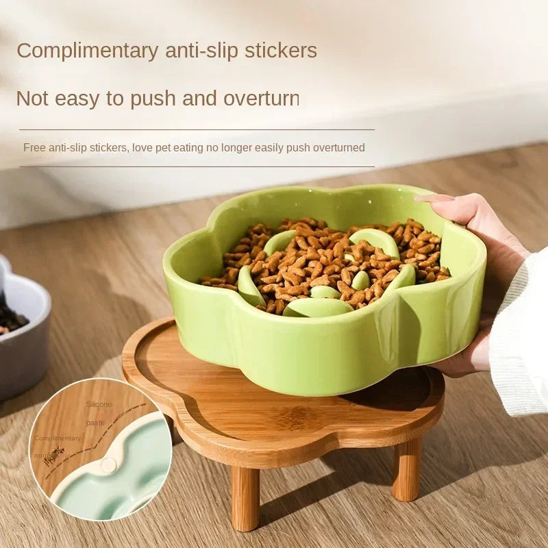 Ceramic Slow Feeder Bowl for Cats and Small Dogs