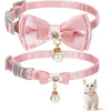 Adorable pink bow cat collar with breakaway safety buckle and pearl charm