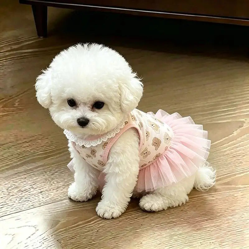 Cute Bow Pet Dress for Small Dogs – Breathable Summer Skirt