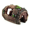 Rustic Resin Barrel Aquarium Ornament with Moss Accents
