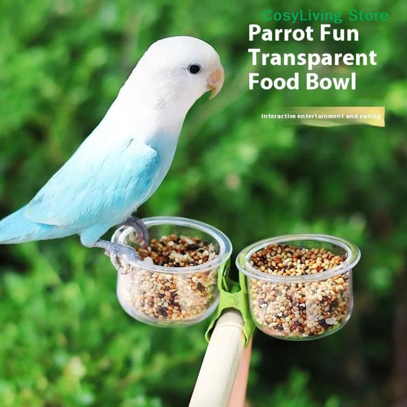 Clip-On Bird Feeder Cup for Parrot Food and Water