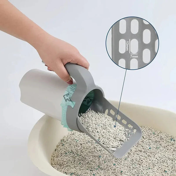 Pala para arena de gato con cubo de basura integrado