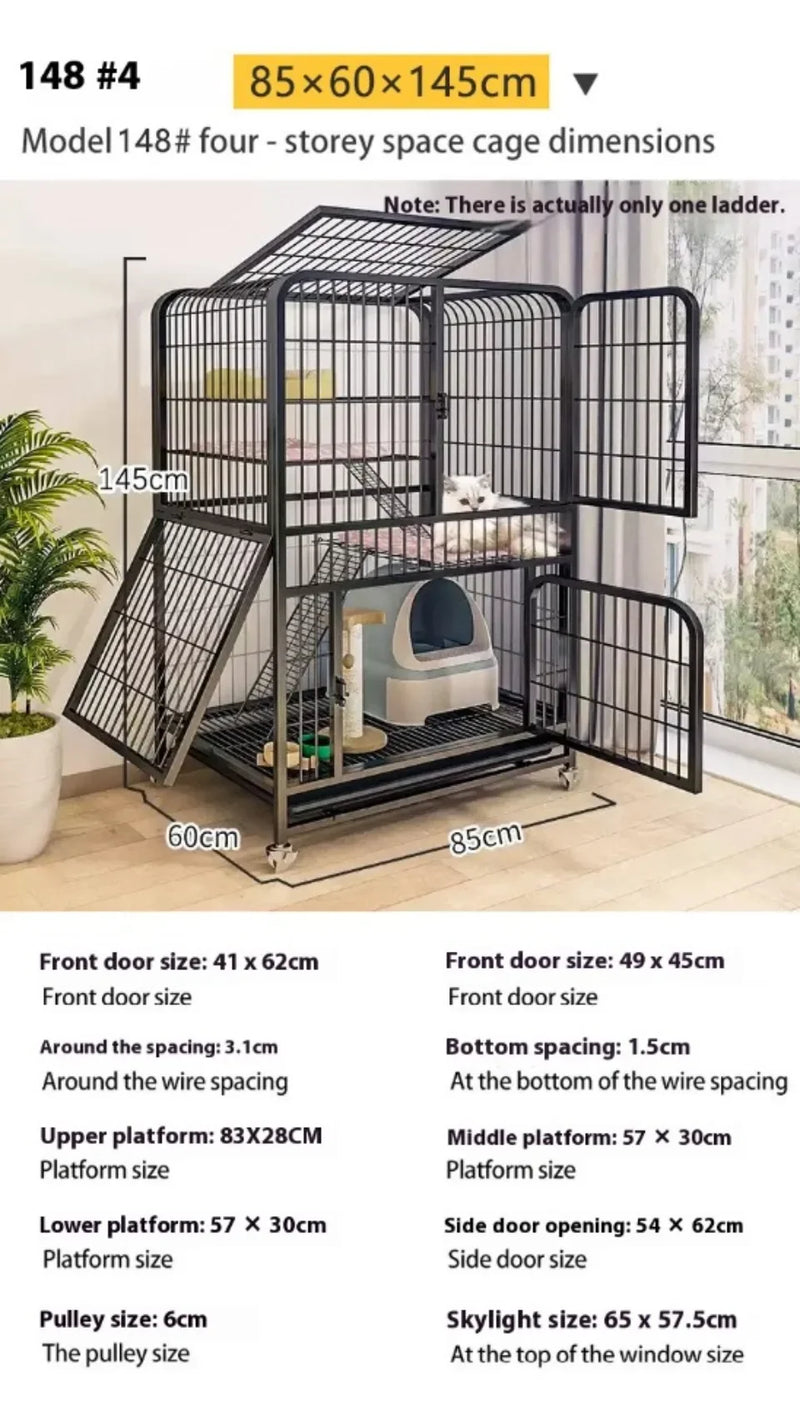 قفص قطط شبكي قابل للفتح مع فيلا مزدوجة