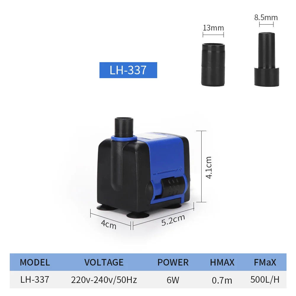 Quiet Mini Submersible Pump for Aquariums, Fountains & Waterfalls