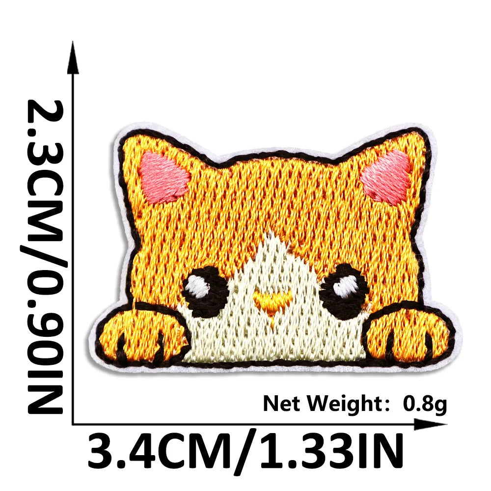 Cat Embroidered Iron-On Patch – Cute Pocket-Sized Appliqué for Clothing & Crafts