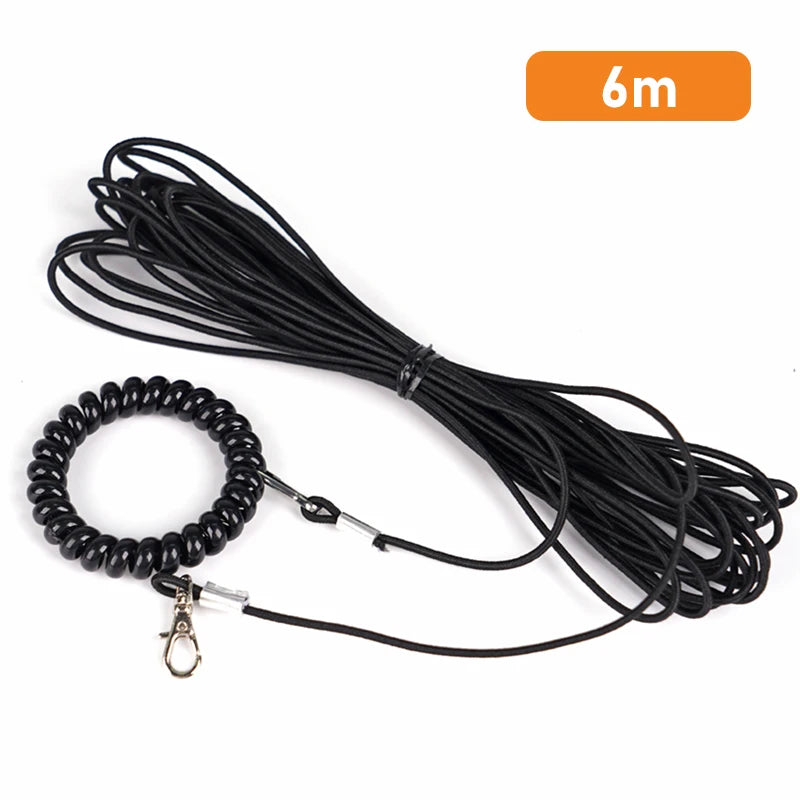 Arnés de entrenamiento para pájaro negro exterior con un cordón de seguridad y una cuerda de 6 metros